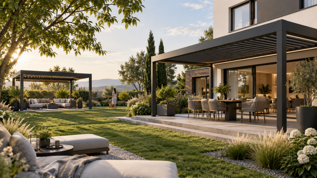 Freistehende oder angebaute Pergola
